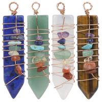 Gemstone Pendants Jewelry, with Brass, gold color plated, different materials for choice, more colors for choice, 60x13mm, Sold By PC