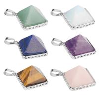 Gemstone Pendants Jewelry, with Tibetan Style, Pyramidal, silver color plated, different materials for choice, more colors for choice, 20x20mm, Sold By PC