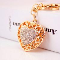 Zinc Alloy Key Clasp with Czech Rhinestone Heart high quality plated fashion jewelry & Unisex nickel free Sold By PC