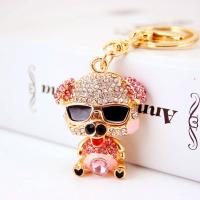 Tibetan Style Key Clasp, with Czech Rhinestone, Pig, high quality plated, fashion jewelry & Unisex & enamel, more colors for choice, nickel free, 110x57mm, Sold By PC