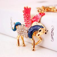 Tibetan Style Key Clasp, with Czech Rhinestone, Horse, high quality plated, fashion jewelry & Unisex & enamel, 123x40mm, Sold By PC