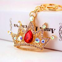 Tibetan Style Key Clasp, with Czech Rhinestone, Crown, high quality plated, fashion jewelry & Unisex, more colors for choice, 110x72mm, Sold By PC