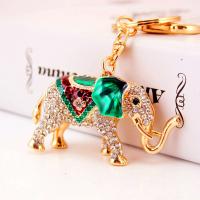 Tibetan Style Key Clasp, with Czech Rhinestone, Elephant, high quality plated, fashion jewelry & Unisex & enamel, more colors for choice, 108x56mm, Sold By PC