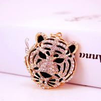 Tibetan Style Key Clasp, with Czech Rhinestone, Tiger, high quality plated, fashion jewelry & Unisex, 111x45mm, Sold By PC