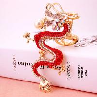 Tibetan Style Key Clasp, with Czech Rhinestone, Dragon, high quality plated, fashion jewelry & Unisex & enamel, more colors for choice, nickel free, 190x50mm, Sold By PC