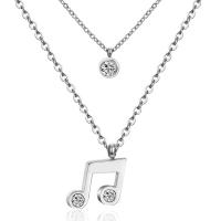 Stainless Steel Jewelry Necklace 304 Stainless Steel Music Note Vacuum Ion Plating Double Layer & fashion jewelry & for woman Length Approx 7.87 Inch Approx 17.71 Inch Sold By PC