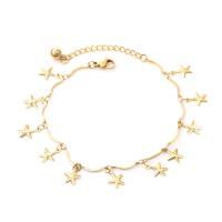Stainless Steel Anklet, 304 Stainless Steel, with 1.97inch extender chain, Vacuum Ion Plating, fashion jewelry & for woman, gold, 6mm,8*11mm, Length:Approx 7.87 Inch, Sold By PC
