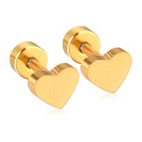 Stainless Steel Stud Earrings, 304 Stainless Steel, Heart, Vacuum Ion Plating, fashion jewelry & for woman, more colors for choice, 4mm*13mm,5mm*6mm, Sold By Pair