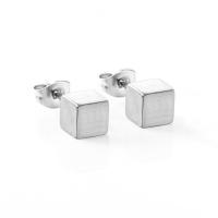 Stainless Steel Stud Earrings, 304 Stainless Steel, Cube, Vacuum Ion Plating, fashion jewelry & for woman, more colors for choice, 6mm, Sold By Pair