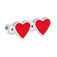 Stainless Steel Stud Earrings, 304 Stainless Steel, Heart, Vacuum Ion Plating, fashion jewelry & for woman, more colors for choice, 5mm*8mm*7.7mm,10.5mm, Sold By Pair