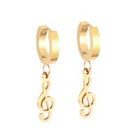 Huggie Hoop Drop Earring 304 Stainless Steel Music Note Vacuum Ion Plating fashion jewelry & for woman 3mm*13.5mm 6mm*17mm Sold By Pair