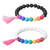 lave volcanique bracelet, Rond, bijoux de mode & unisexe, plus de couleurs à choisir, 8mm, Longueur:Environ 7 pouce, Vendu par PC
