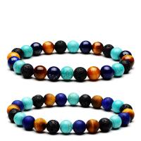 Gemstone Bracelets, Round, Unisex & different styles for choice, 8mm, Length:Approx 7.5 Inch, Sold By PC