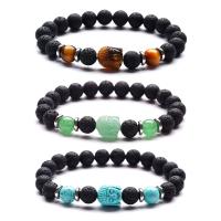 Gemstone Bracelets, Lava, with Gemstone, Buddha, different materials for choice & Unisex, Length:Approx 1 Inch, Sold By PC