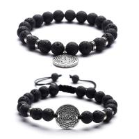 Lava Bracelet Round Unisex 8mm Length Approx 7.3 Inch Sold By PC