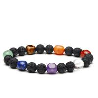 Gemstone Bracelets, Lava, with Gemstone, fashion jewelry & Unisex, 8mm, Length:Approx 7.3 Inch, Sold By PC