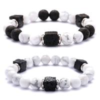 Gemstone Bracelets Howlite with Lava Unisex 8mm Length Approx 7.3 Inch Sold By PC
