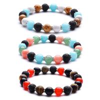 Gemstone Bracelets, Round, Unisex & different styles for choice, 8mm, Length:Approx 7.3 Inch, Sold By PC