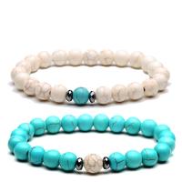 Gemstone Bracelets Howlite with turquoise Round Unisex 8mm Length Approx 7.3 Inch Sold By PC