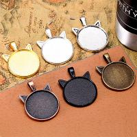 Zinc Alloy Pendant Cabochon Setting Cat plated DIY nickel lead & cadmium free 25mm Sold By PC