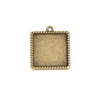 Zinc Alloy Pendant Cabochon Setting Square plated DIY nickel lead & cadmium free 20mm Sold By PC