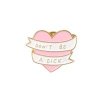 Zinc Alloy Brooches Heart stoving varnish Unisex & with letter pattern & enamel pink Sold By PC