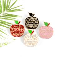 Zinc Alloy Brooches Apple stoving varnish Unisex & with letter pattern & enamel Sold By PC