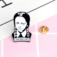 Enamel Brooch Zinc Alloy Girl stoving varnish Unisex white and black Sold By PC