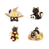 Tibetan Style Brooches, Cat, stoving varnish, Unisex & different styles for choice & enamel, mixed colors, Sold By PC