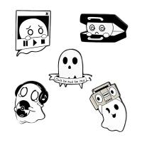 Zinc Alloy Brooches Ghost stoving varnish Unisex & enamel white and black Sold By PC