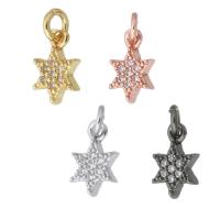 Cubic Zirconia Micro Pave Brass Pendant, Hexagram, plated, micro pave cubic zirconia, more colors for choice, 7x9x2mm, Hole:Approx 2mm, Sold By PC