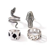 سبائك الزنك خاتم مجموعة, 4 قطع & مجوهرات الموضة & للمرأة, النيكل والرصاص والكادميوم الحرة, تباع بواسطة تعيين