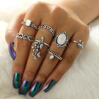 Tibetan Style Ring Set, 7 pieces & fashion jewelry & for woman & with rhinestone, nickel, lead & cadmium free, Sold By Set