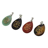 Gemstone Pendants Jewelry, with Tibetan Style, Teardrop, more colors for choice, 32x25x8mm, Sold By PC
