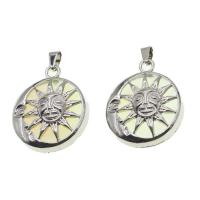 Sea Opal Pendants with Zinc Alloy Round mixed colors Sold By PC