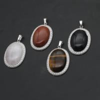 Gemstone Pendants Jewelry, with Tibetan Style, more colors for choice, 33x27x9mm, Sold By PC