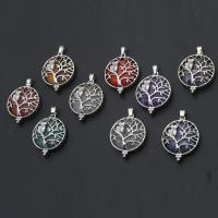 Gemstone Pendants Jewelry, with Tibetan Style, more colors for choice, 40x29x8mm, Sold By PC