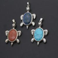 Gemstone Pendants Jewelry with Zinc Alloy Turtle Sold By PC