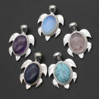 Gemstone Pendants Jewelry, with Tibetan Style, Turtle, more colors for choice, 45x25x7mm, Sold By PC