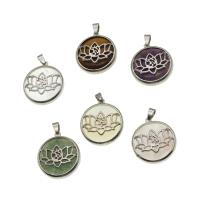 Gemstone Pendants Jewelry, with Tibetan Style, Round, more colors for choice, 31x27x8mm, Sold By PC