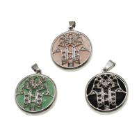 Gemstone Pendants Jewelry with Zinc Alloy Round with rhinestone Sold By PC