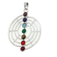 Gemstone Pendants Jewelry, with Tibetan Style, mixed colors, 50x40x4mm, Sold By PC