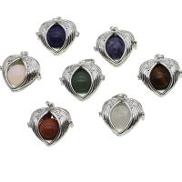 Bijoux Pendentifs en pierres gemmes, pierre gemme, avec alliage de zinc, coeur, couleurs mélangées, 31x30x15mm, Vendu par PC