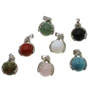 Gemstone Pendants Jewelry, with Tibetan Style, more colors for choice, 36x24x16mm, Sold By PC