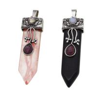 Gemstone Pendants Jewelry, with Tibetan Style, more colors for choice, 54x16x10mm, Sold By PC