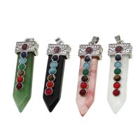 Gemstone Pendants Jewelry, with Tibetan Style, more colors for choice, 55x16x11mm, Sold By PC