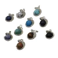 Gemstone Pendants Jewelry, with Tibetan Style, more colors for choice, 27x20x16mm, Sold By PC
