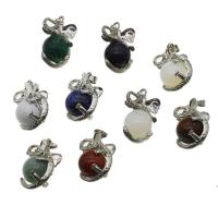 Gemstone Pendants Jewelry, with Tibetan Style, more colors for choice, 32x19x16mm, Sold By PC