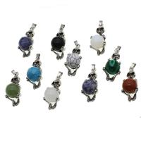 Gemstone Vedhæng Smykker, Ædelsten, med Zinc Alloy, flere farver til valg, 42x19x18mm, Solgt af PC