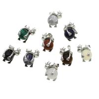 Gemstone Pendants Jewelry, with Tibetan Style, more colors for choice, 28x22x15mm, Sold By PC